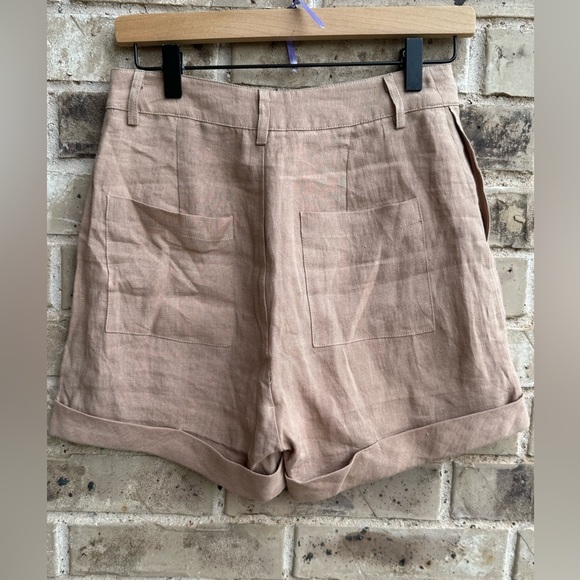 Mod Ref Tan High Waist Linen Shorts Relaxed Fit NWOT Sz Small - Picture 3 of 12